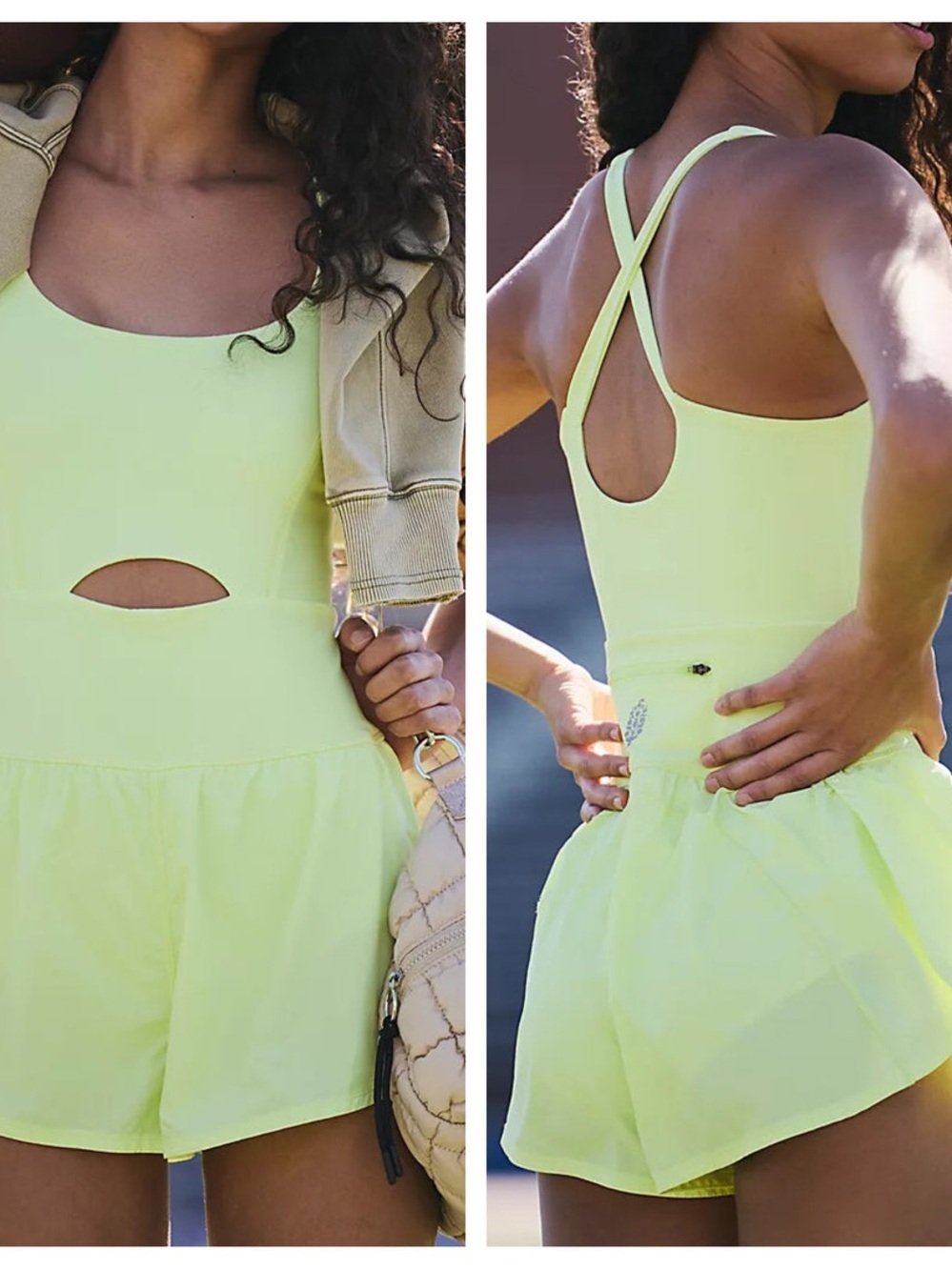 Free People Fp Movement Righteous Runsie Romper In Sour Citrus NWT size XL